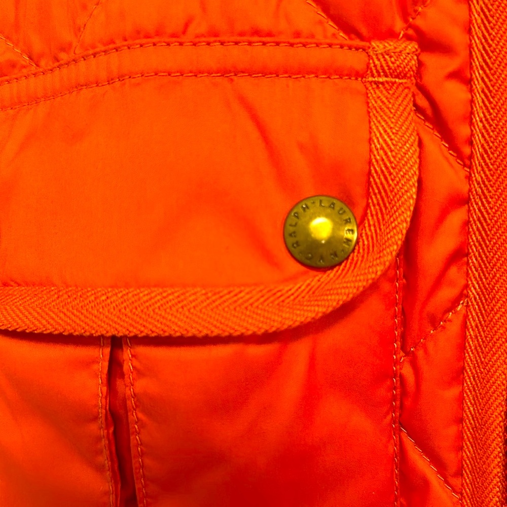 Ralph Lauren Sport Vintage Orange Puffer Vest Size Medium Feather Down F… - Picture 3 of 10
